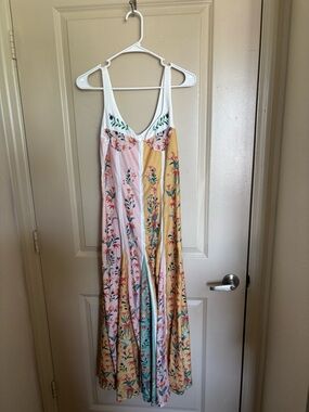 Floral Multi-Color Maxi Slip Dress with Scoop Neck